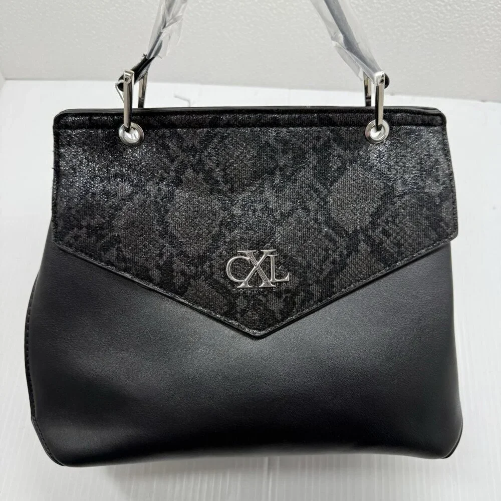 CXL Christian Lacroix Sable Prism Python Satchel Black Top Handle Bag Sexy Date